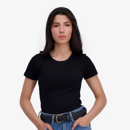 T-shirt côtelé sur taille femme manches courtes - KONTAKT