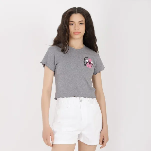 T-shirt crop côtelé femme manches courtes CALM AND CHILL - KONTAKT