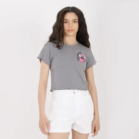 T-shirt crop côtelé femme manches courtes CALM AND CHILL - KONTAKT