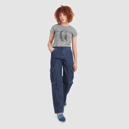 T-shirt crop côtelé femme manches courtes COOL GIRL - KONTAKT