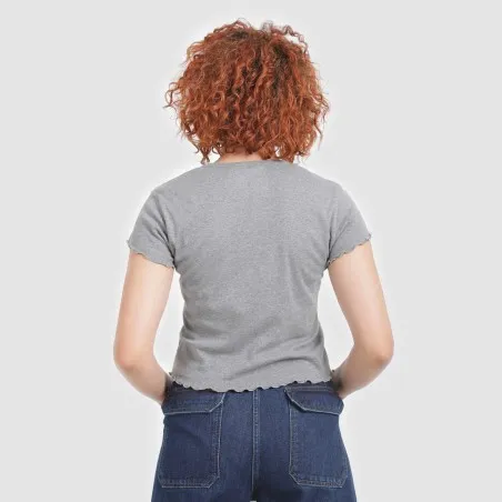 T-shirt crop côtelé femme manches courtes COOL GIRL - KONTAKT