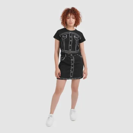 T-shirt crop côtelé femme manches courtes CROQUIS DENIM - KONTAKT