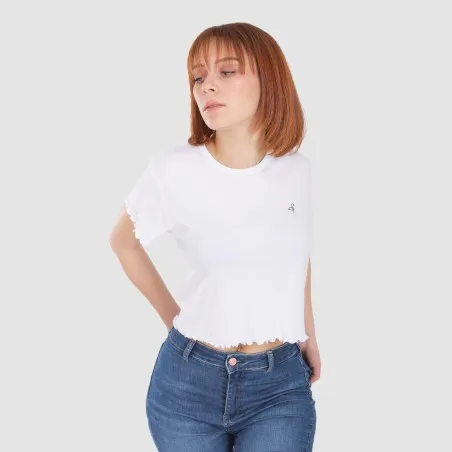T-shirt crop côtelé femme manches courtes FREEDOM - KONTAKT
