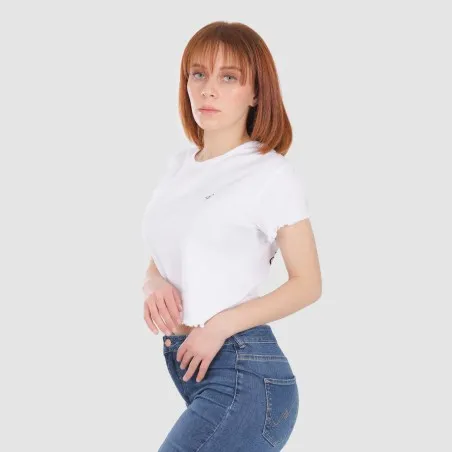 T-shirt crop côtelé femme manches courtes FREEDOM - KONTAKT