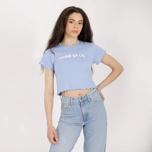 T-shirt crop côtelé femme manches courtes HABIBI YA LIL - KONTAKT