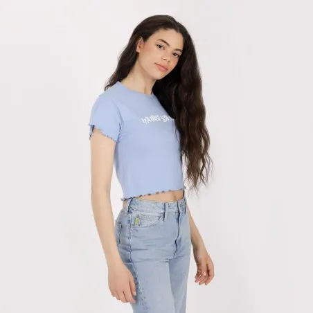 T-shirt crop côtelé femme manches courtes HABIBI YA LIL - KONTAKT