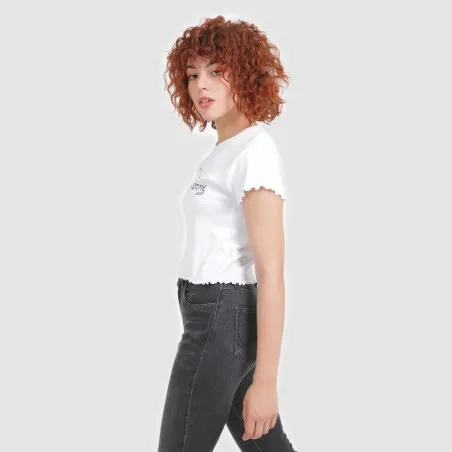 T-shirt crop côtelé femme manches courtes MISS CATASTROPHE - KONTAKT