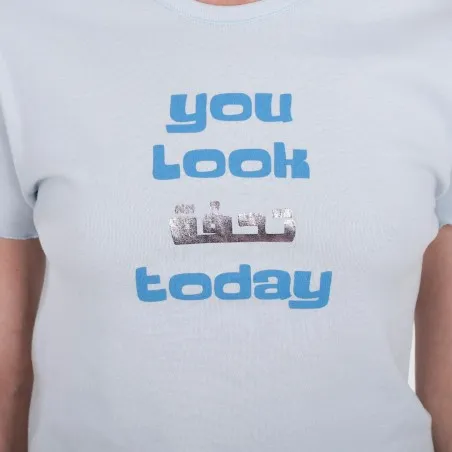T-shirt crop côtelé femme manches courtes YOU LOOK ???? TODAY - KONTAKT