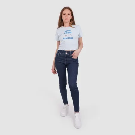 T-shirt crop côtelé femme manches courtes YOU LOOK ???? TODAY - KONTAKT