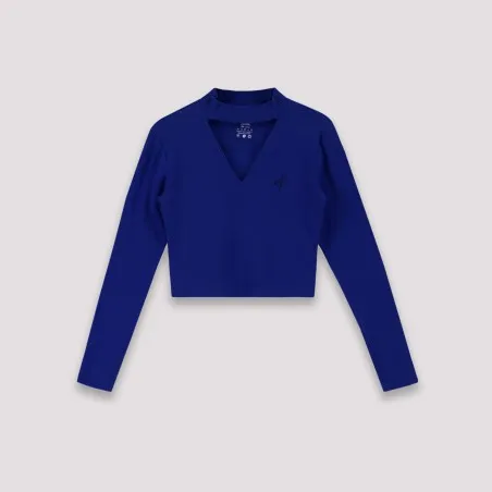T-shirt crop côtelé femme manches longues avec détail cut out - KONTAKT