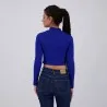 T-shirt crop côtelé femme manches longues avec détail cut out - KONTAKT