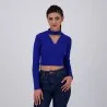 T-shirt crop côtelé femme manches longues avec détail cut out - KONTAKT