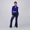T-shirt crop côtelé femme manches longues avec détail cut out - KONTAKT