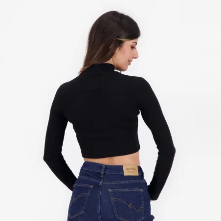 T-shirt crop côtelé femme manches longues avec détail cut out - KONTAKT