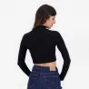 T-shirt crop côtelé femme manches longues avec détail cut out - KONTAKT