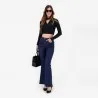 T-shirt crop côtelé femme manches longues avec détail cut out - KONTAKT