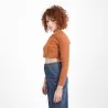T-shirt crop côtelé femme manches longues avec flat lock - KONTAKT