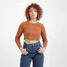 T-shirt crop côtelé femme manches longues avec flat lock - KONTAKT