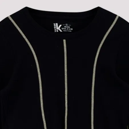 T-shirt crop côtelé femme manches longues avec flat lock - KONTAKT