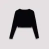 T-shirt crop côtelé femme manches longues avec flat lock - KONTAKT