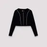 T-shirt crop côtelé femme manches longues avec flat lock - KONTAKT