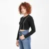 T-shirt crop côtelé femme manches longues avec flat lock - KONTAKT