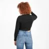 T-shirt crop côtelé femme manches longues avec flat lock - KONTAKT