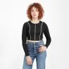 T-shirt crop côtelé femme manches longues avec flat lock - KONTAKT