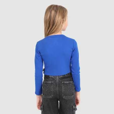 T-shirt crop côtelé fille manches longues - KONTAKT