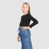 T-shirt crop côtelé fille manches longues - KONTAKT