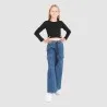 T-shirt crop côtelé fille manches longues - KONTAKT
