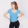 T-shirt crop de sport femme décolleté manches courtes - KONTAKT