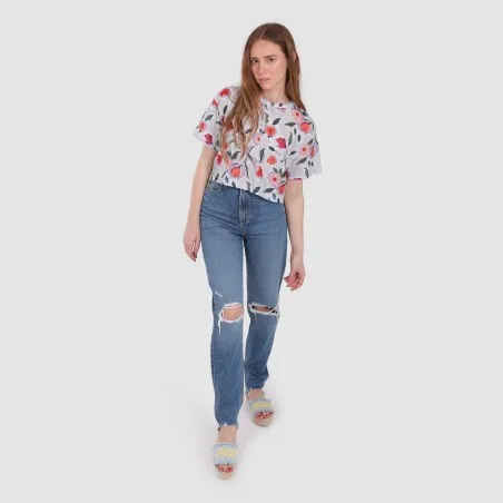 T-shirt crop femme imprimé fleur - KONTAKT