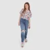 T-shirt crop femme imprimé fleur - KONTAKT
