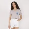 T-shirt crop femme manches courtes col V FLEUR - KONTAKT