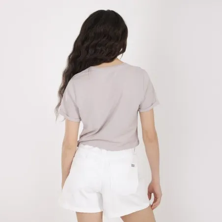 T-shirt crop femme manches courtes col V FLEUR - KONTAKT