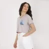 T-shirt crop femme manches courtes col V FLEUR - KONTAKT
