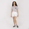 T-shirt crop femme manches courtes col V FLEUR - KONTAKT