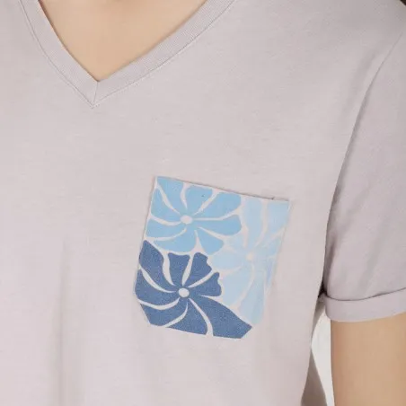 T-shirt crop femme manches courtes col V FLEUR - KONTAKT