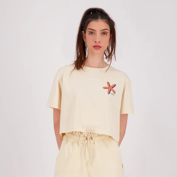 T-shirt crop femme manches courtes ETOILE DE MER ET PERLE - KONTAKT