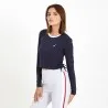 T-shirt crop femme manches longues avec cordon de serrage et broderie - KONTAKT