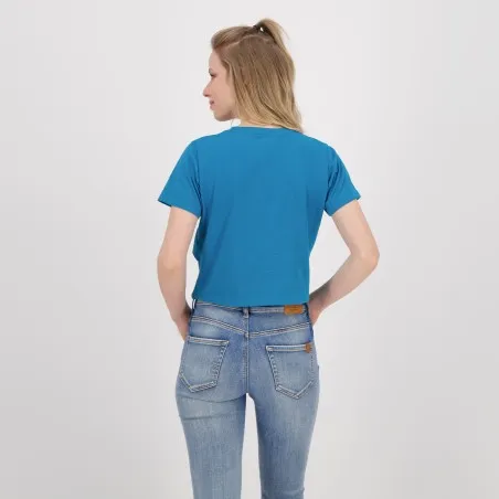 T-shirt crop femme nouée avec broderie - KONTAKT