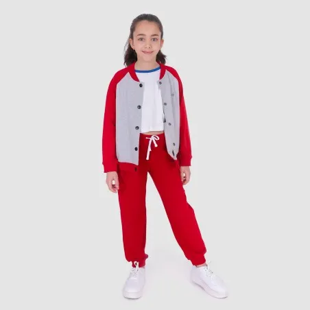T-shirt crop fille avec manches contrastées et broderie - KONTAKT