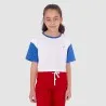 T-shirt crop fille avec manches contrastées et broderie - KONTAKT