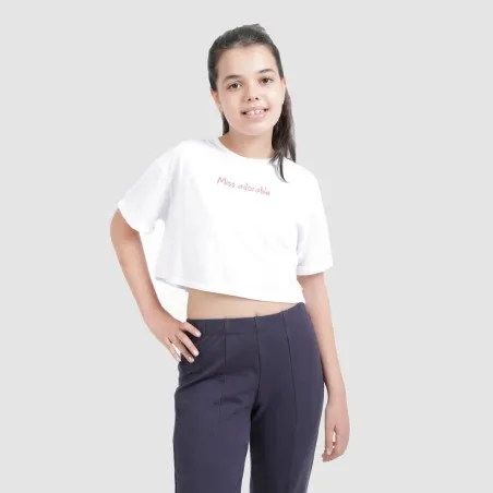 T-shirt crop fille manches courtes avec revers MISS ADORABLE - KONTAKT