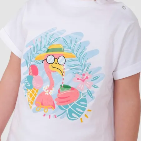 T-shirt bébé manches courtes avec revers FLAMINGO - KONTAKT