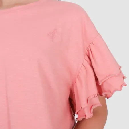 T-shirt crop fille manches courtes avec volant - KONTAKT