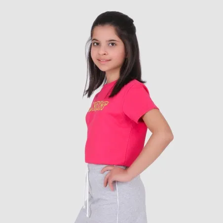 T-shirt crop fille manches courtes bas élastique KONTAKT - KONTAKT
