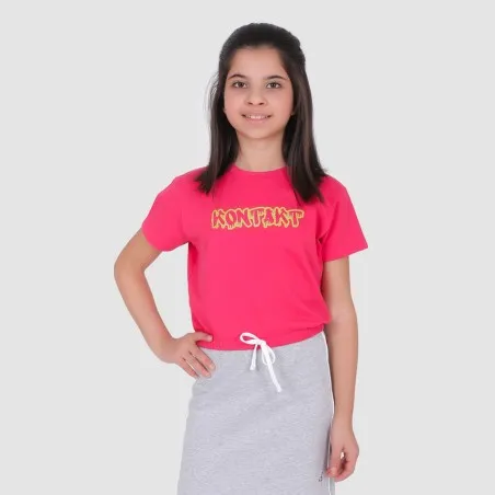 T-shirt crop fille manches courtes bas élastique KONTAKT - KONTAKT