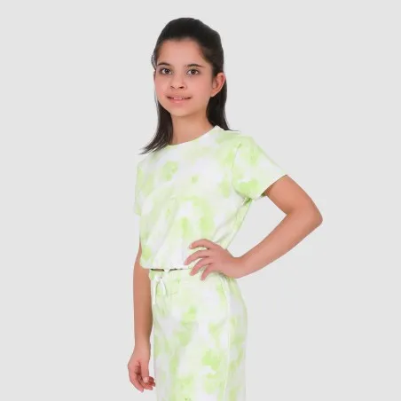 T-shirt crop fille manches courtes bas élastique Tie Dye - KONTAKT